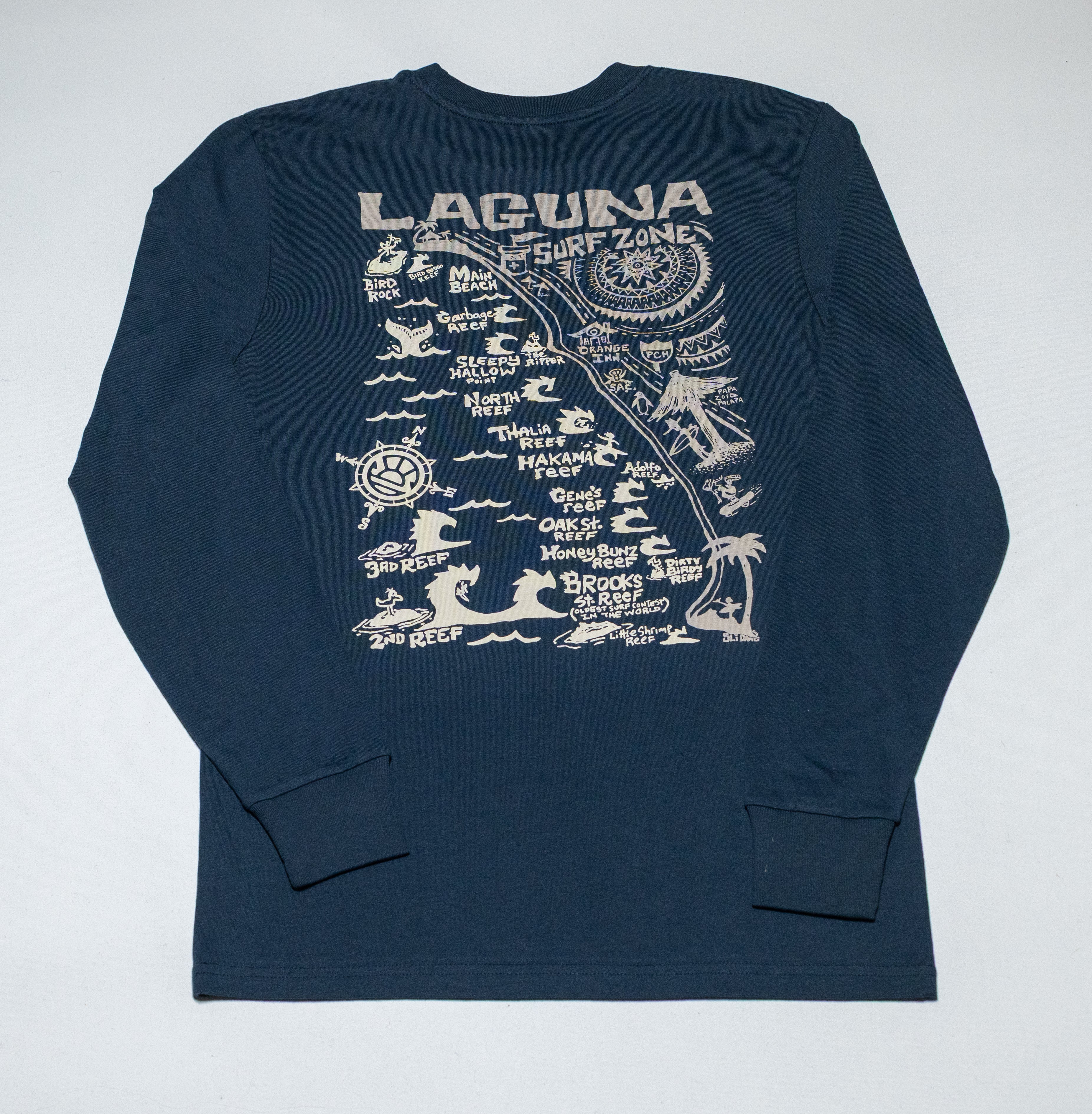 DISTANT LOCAL Adult Laguna Surf Map Long Sleeve Tee - Laguna Surf &amp; Sport