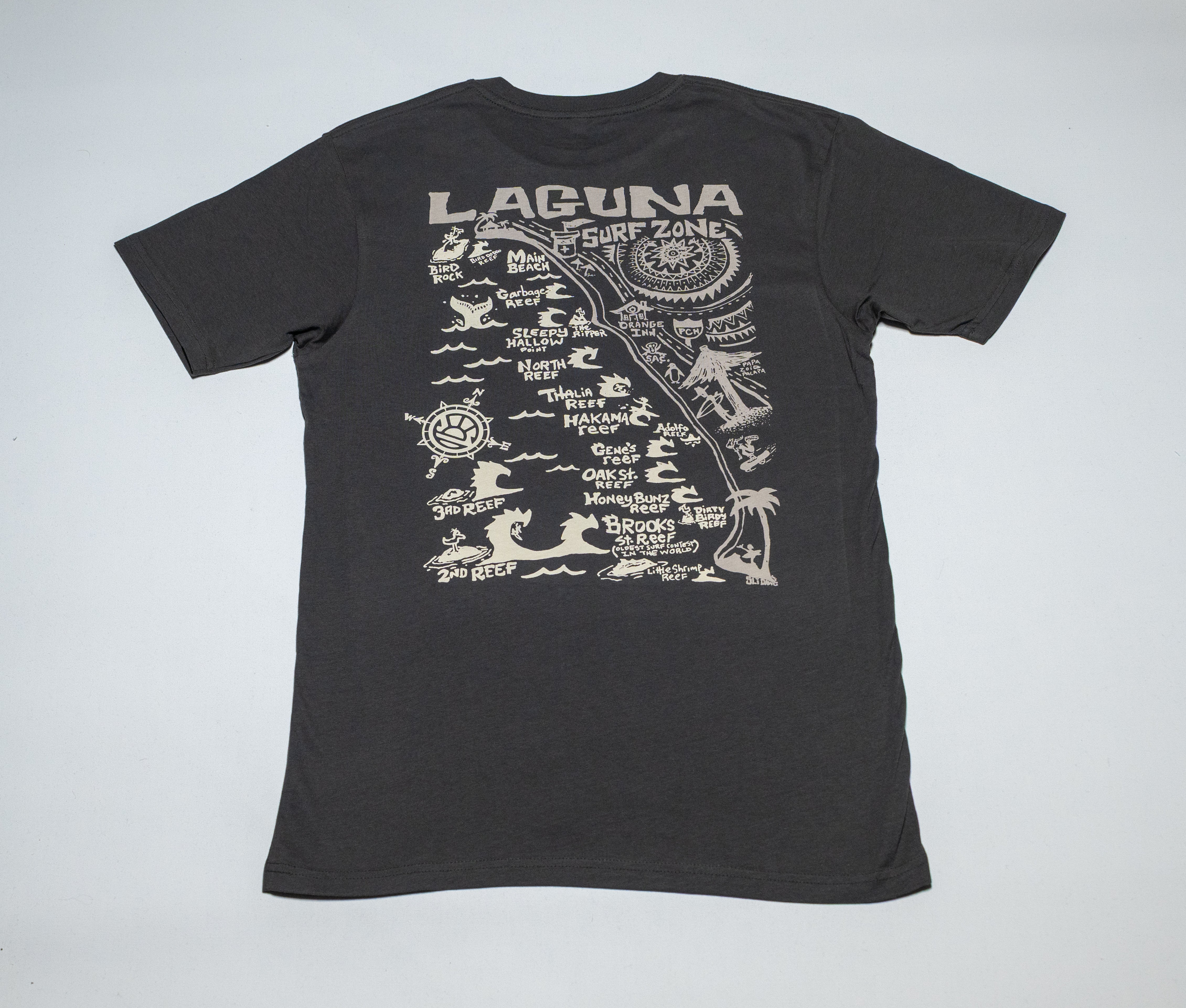 DISTANT LOCAL Adult Laguna Surf Map Short Sleeve Tee - Laguna Surf &amp; Sport